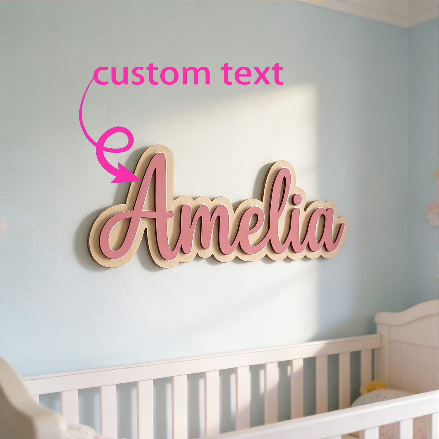 Baby Products Decoration - لافتة خشبية مخصصة ذات طبقتين تحمل