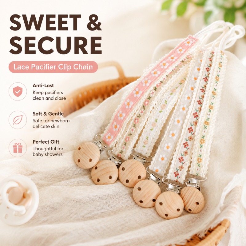 Baby Products To Gift - سلسلة مشبك لهاية من الدانتيل للمواليد